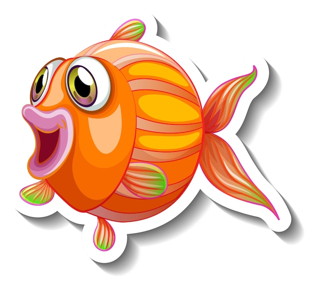 Sea animal cartoon sticker with cute fish