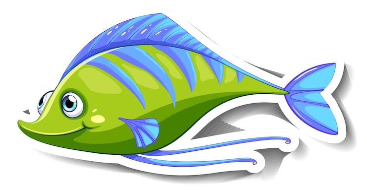 無料Vector かわいい魚と海の動物の漫画のステッカー