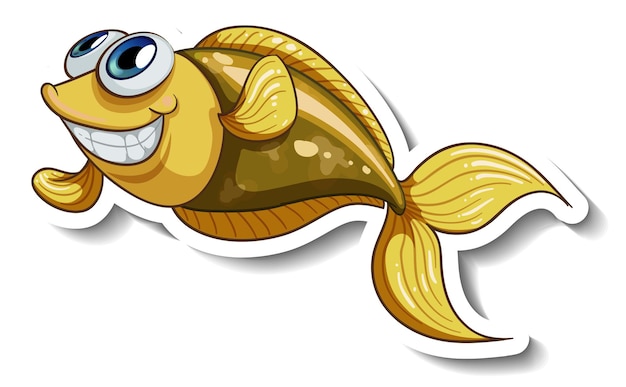 Sea Animal Cartoon Sticker with Cute Fish