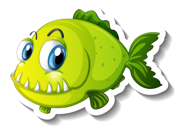 Бесплатное векторное изображение Наклейка с мультяшным морским животным с милой рыбой