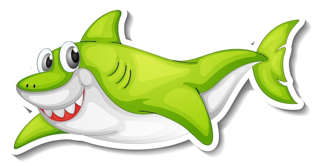 Sea animal cartoon sticker with funny shark