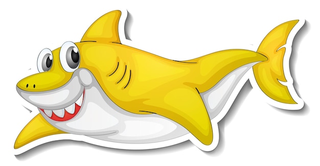 Sea Animal Cartoon Sticker with Funny Shark