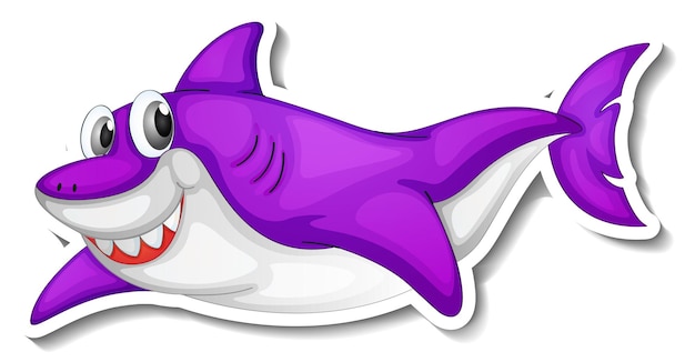 Free vector sea animal cartoon sticker with funny shark