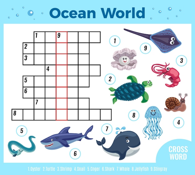 Free vector sea animal funny crossword