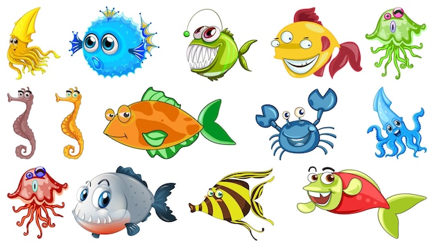 海の動物の漫画のコレクション
