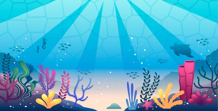 無料Vector 会議の海の背景の下で