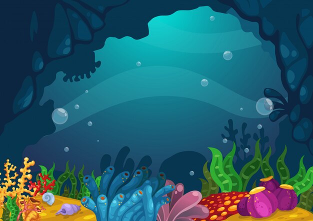 High Resolution Under The Sea Background Cartoon