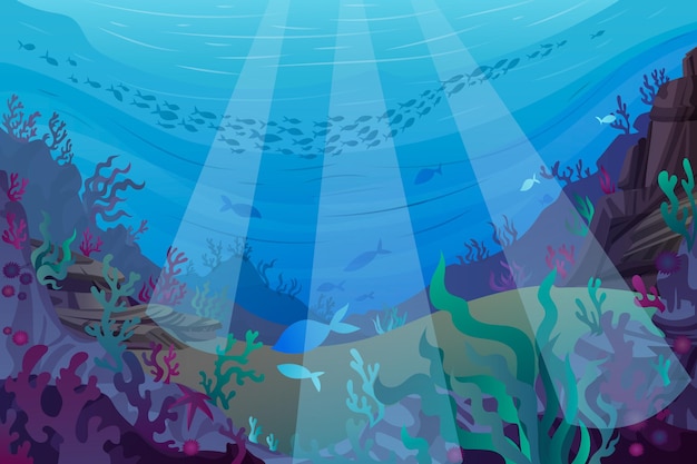 Free vector under the sea - background for video conferencing