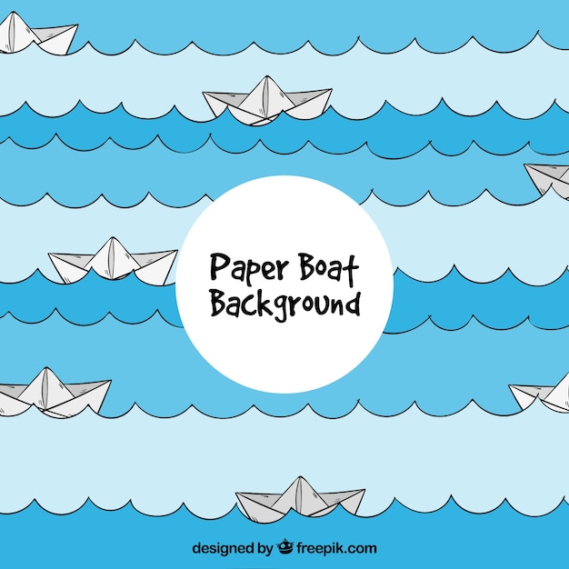 Sea background with paper boats