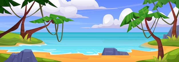 Free vector sea beach landscape cartoon