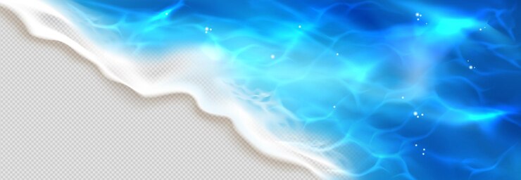 Free Vector sea blue water wave with white foam on beach