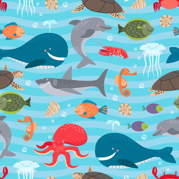 海の生き物イラスト 無料のベクター