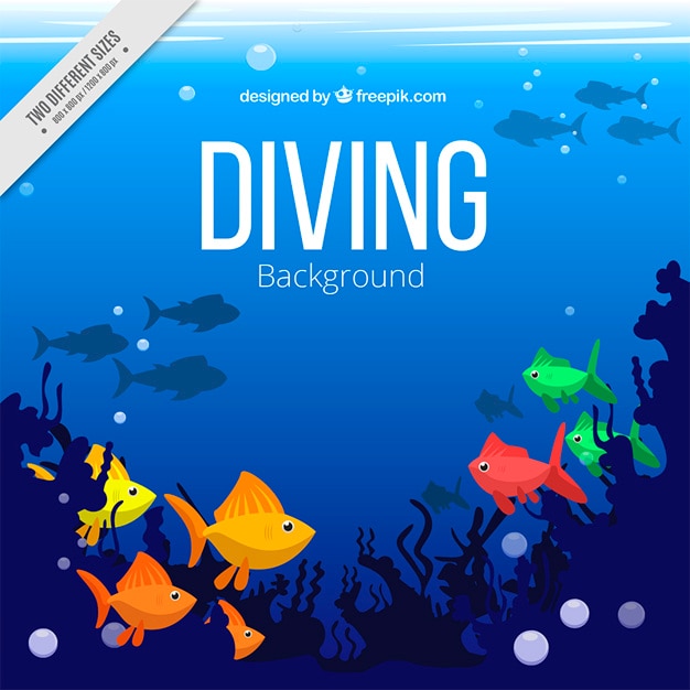 Free vector sea floor with exotic fishes background