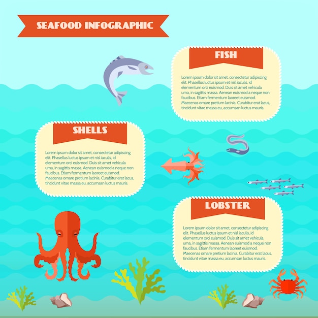 Sea food infographics set