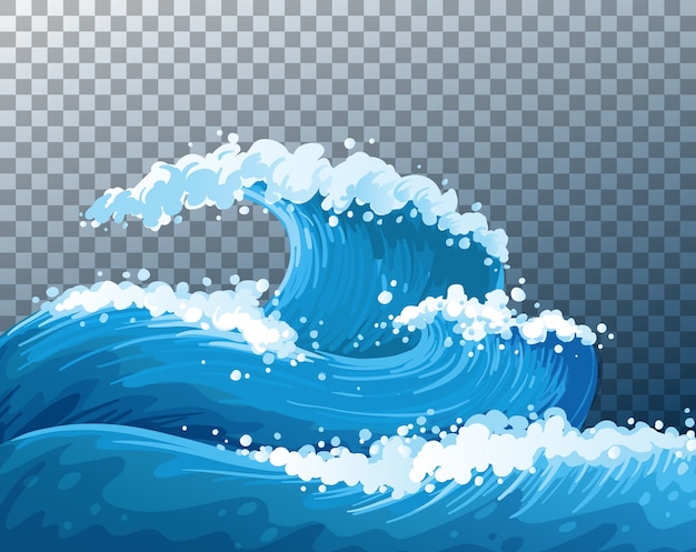 Sea giant waves transparent background