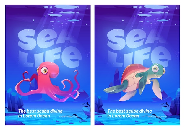 Set di poster di vita di mare