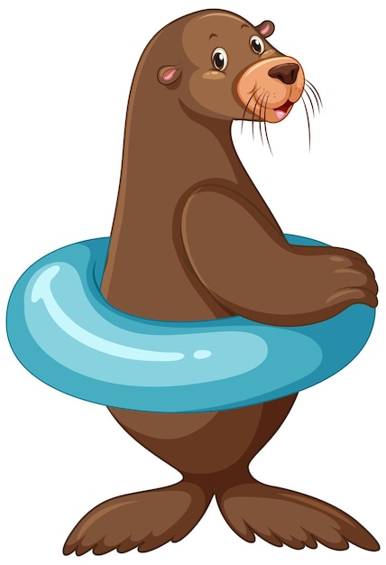 Free vector sea lion wearing inflatable ring