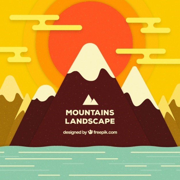 Free vector sea and mountain landscape background