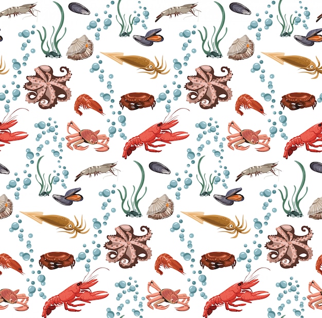 Sea And Ocean Animals Seamless Pattern