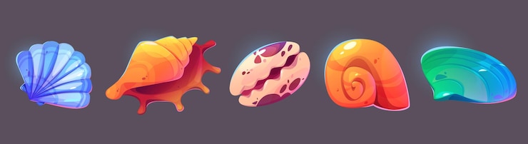 Free Vector sea or ocean shell game ui icon collection