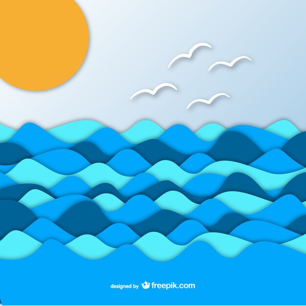 Sea on paper graphic background