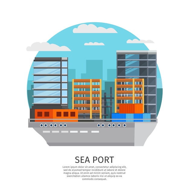 Free vector sea port round design
