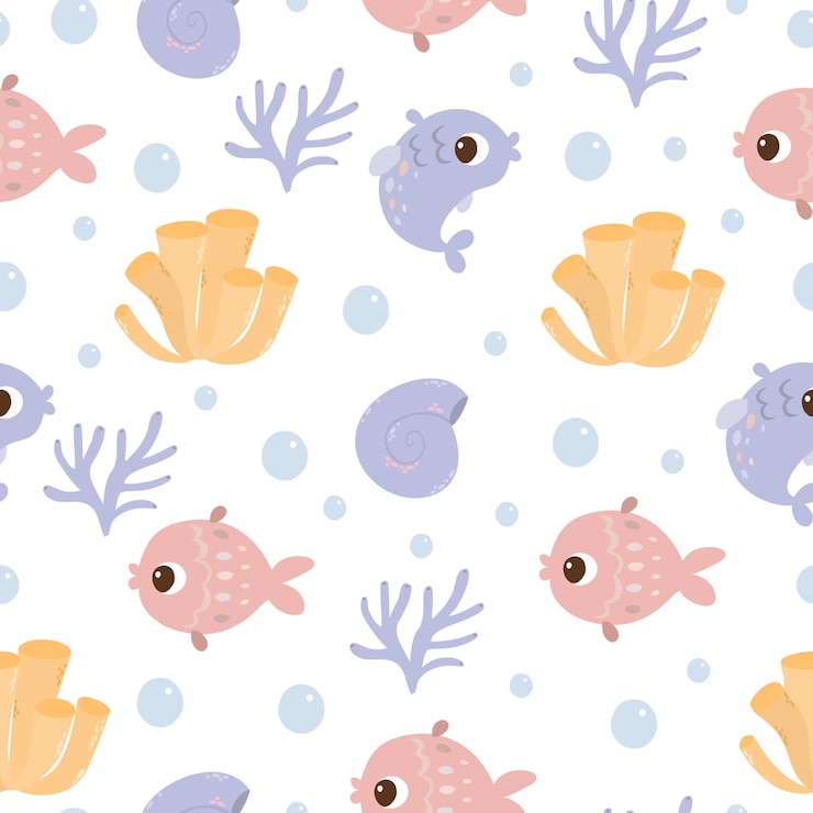 Free Vector sea seamless pattern with fish