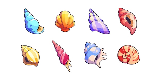 Free vector sea shell and vessels game assets set