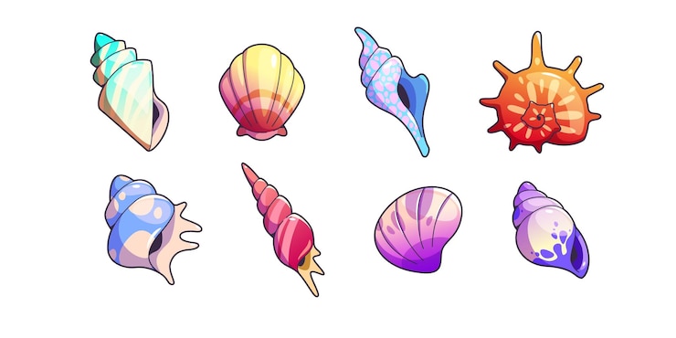 Free Vector sea shell and vessels game assets set