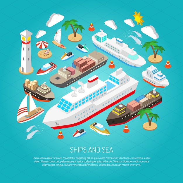 Free vector sea and ships concept