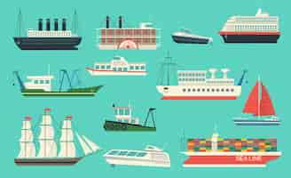 Free vector sea transport set