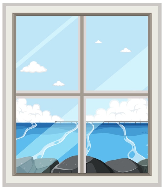 Бесплатное векторное изображение Вид на море из окна дома
