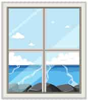 Vettore gratuito vista mare guardando dalla finestra di casa