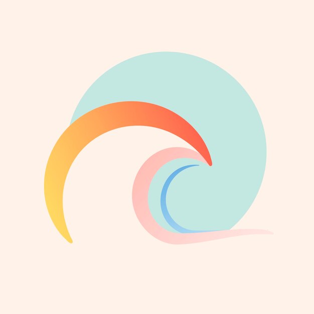 Наклейка с морской волной, эстетический водный клипарт, красочный элемент логотипа для бизнес-вектора