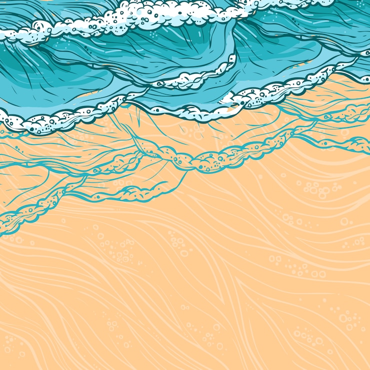 Free Vector sea waves and beach illustration