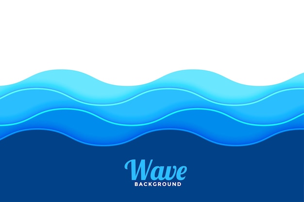 Sea waves blue papercut style background