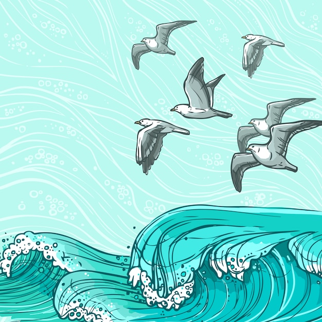 Иллюстрация морских волн
