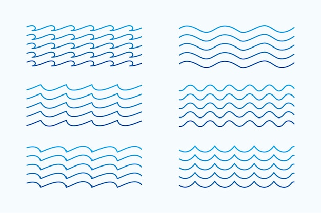 Узоры морских волн в стилях линий