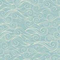 Sea waves vector seamless abstract hand-drawn pattern for wallpaper