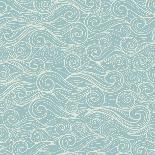 Морские волны вектор бесшовные абстрактный рисованной узор для обоев