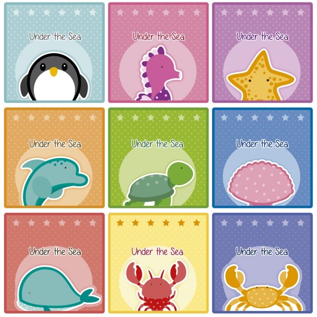 Free vector sea world cards