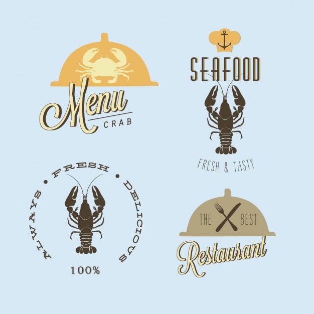 Free vector seafood badges