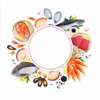 Free vector seafood circular frame background