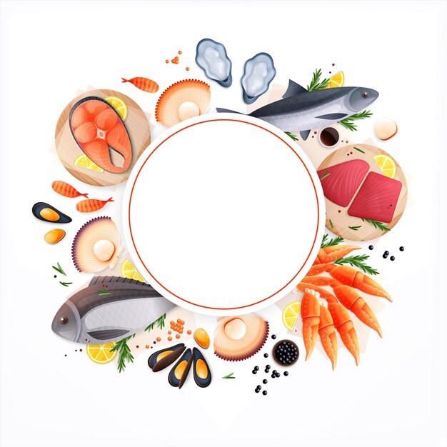 Seafood Circular Frame Background