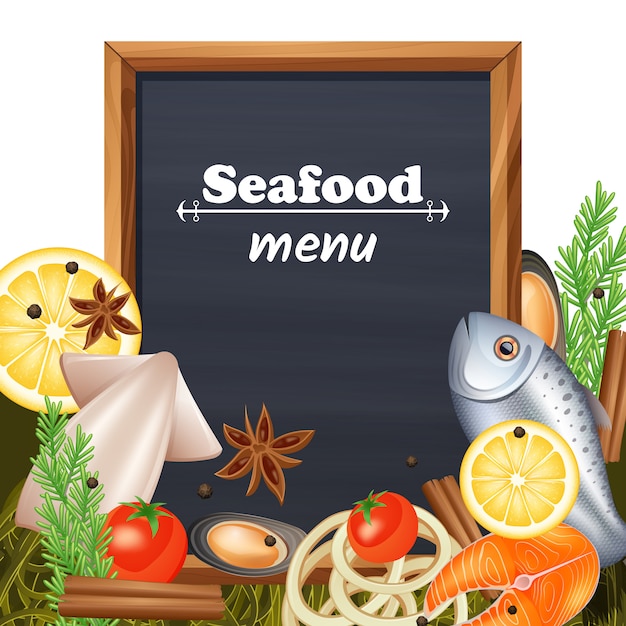 Free vector seafood menu template