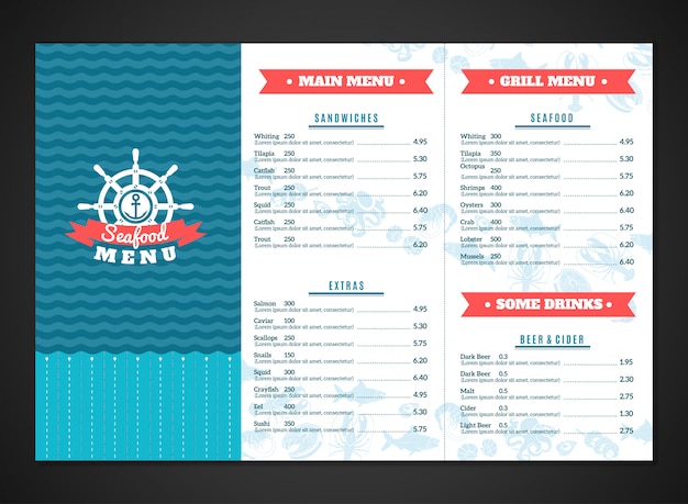 Seafood Menu Template