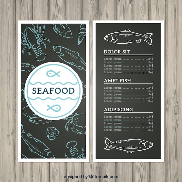 Free vector seafood menu