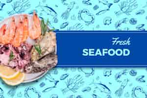 Free vector seafood pattern background