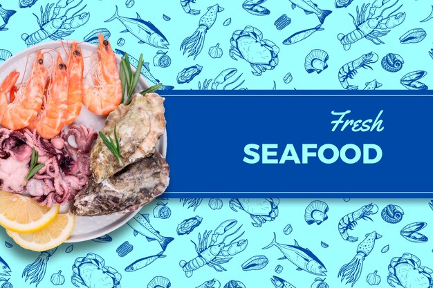 Seafood pattern background