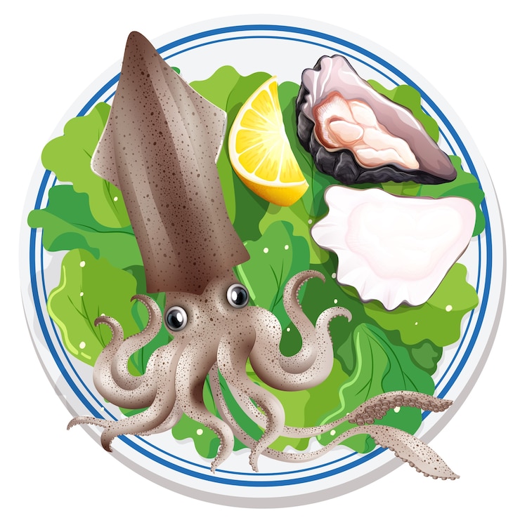 Free Vector seafood plate aerial view